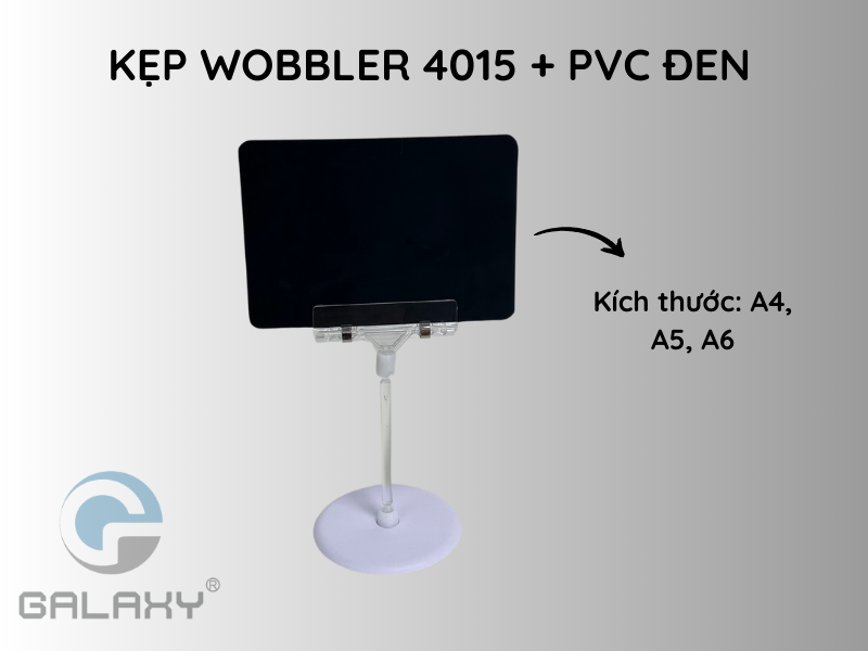 Bộ kẹp wobbler để bàn 4015 và bảng PVC đen siêu thị