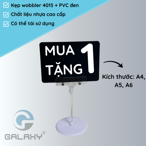 Bộ kẹp wobbler để bàn 4015 và bảng PVC đen siêu thị