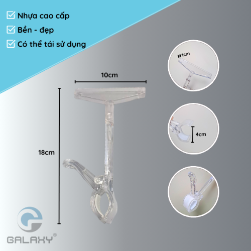 Kẹp bảng giá mica, kẹp wobbler, chân đế kẹp bảng giá bằng nhựa