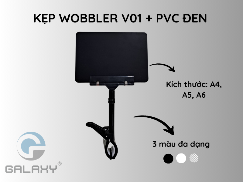 Bộ kẹp wobbler V01 và bảng PVC đen siêu thị