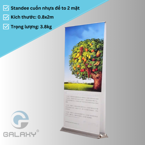 Standee cuốn nhựa đế to 2 mặt