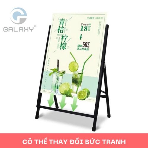 Standee chữ A bằng sắt KT tranh 0.6x0.9m