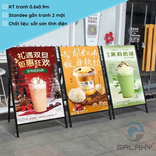 Standee chữ A bằng sắt KT tranh 0.6x0.9m